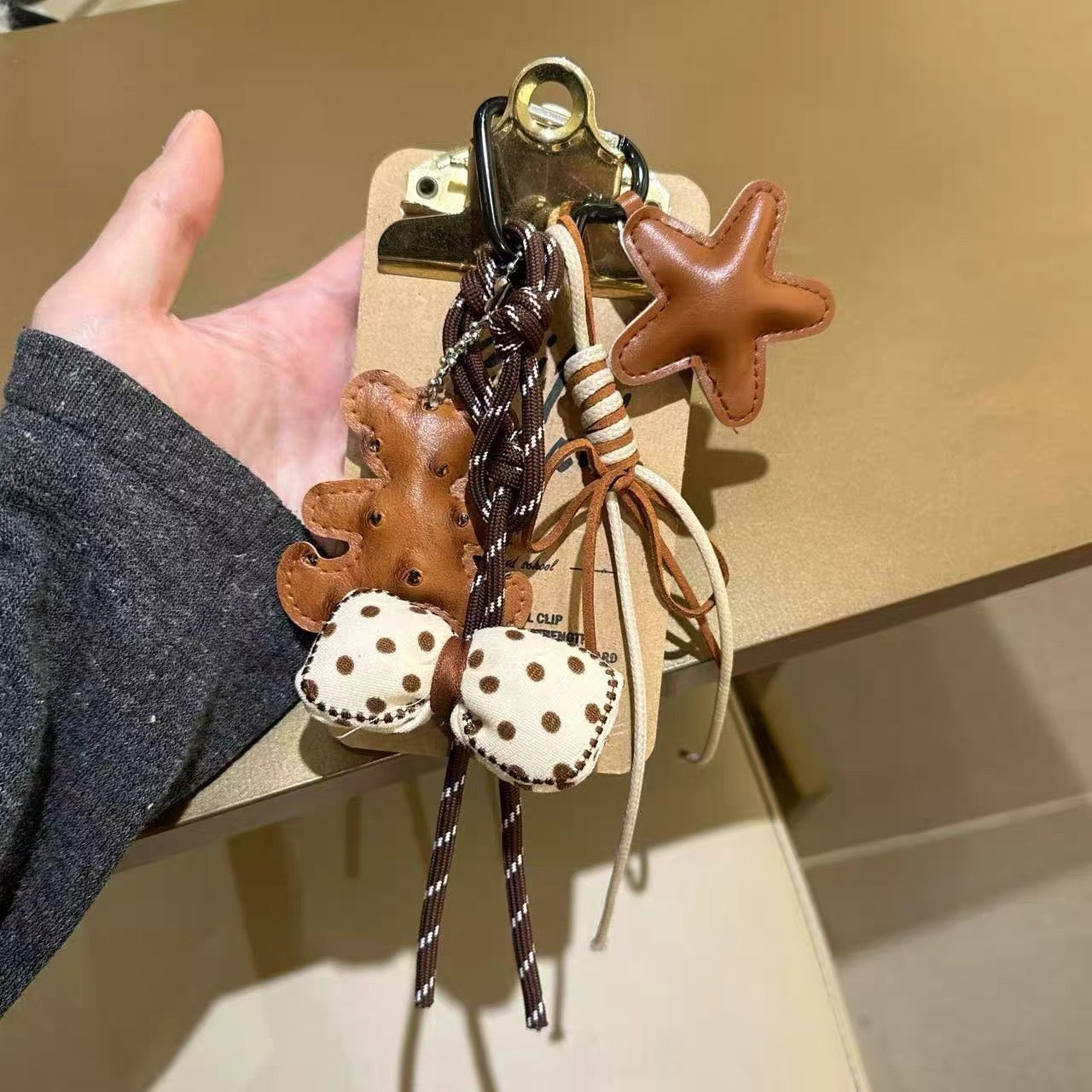 Leather Bear Bag Charm & Phone Chain