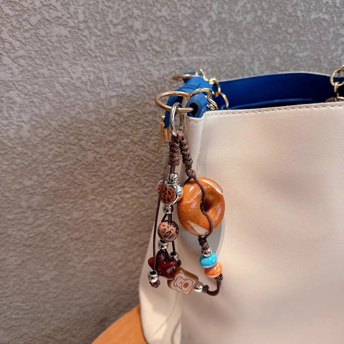 Pretzel Handmade Beaded Bag Charm & Phone Chain