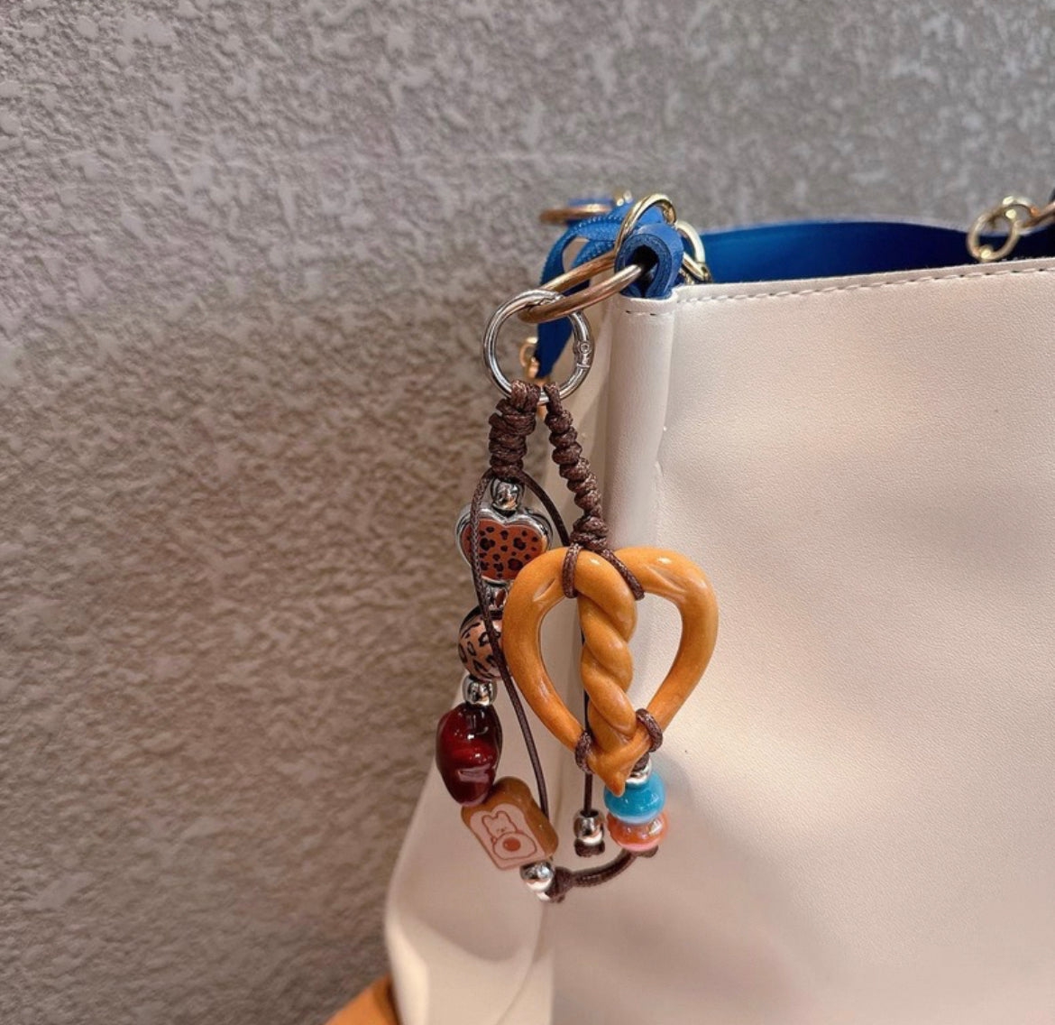 Pretzel Handmade Beaded Bag Charm & Phone Chain