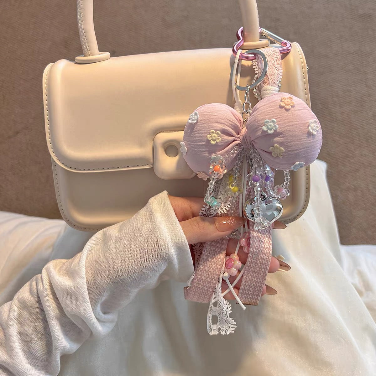 Cute Fabric Bow Bag Charms & Phone Chain