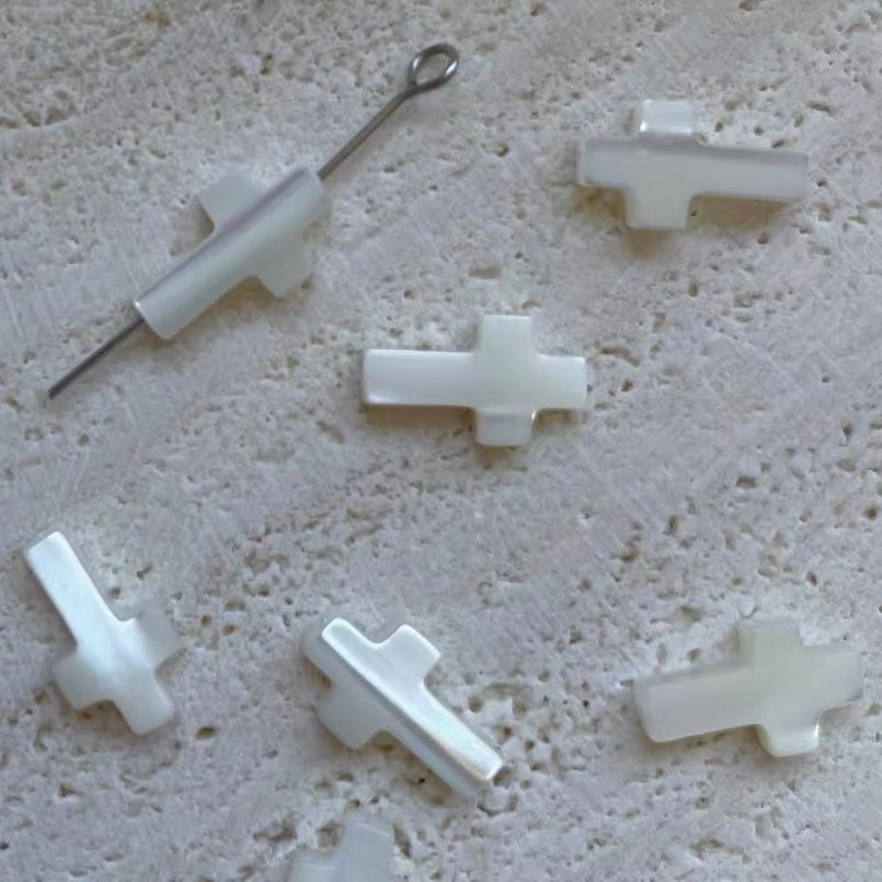 Cross-shaped White Mother-of-Pearl Natural Shell Beads