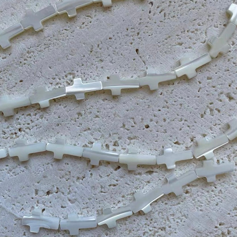 Cross-shaped White Mother-of-Pearl Natural Shell Beads