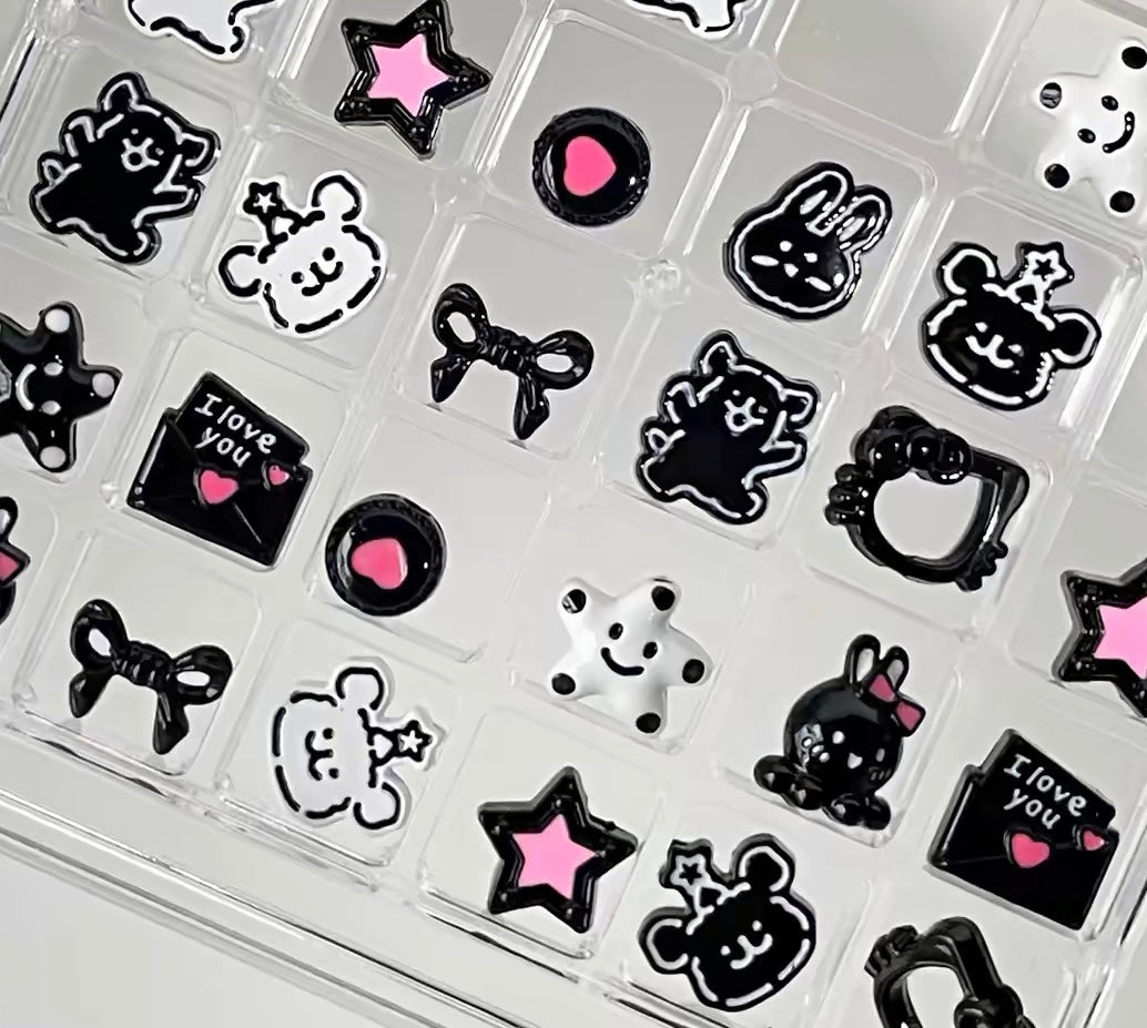Black and Pink Series Acrylic Color-Blocking Beads