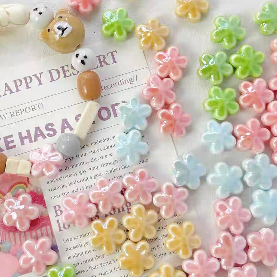 Colorful Ceramic Flower Beads