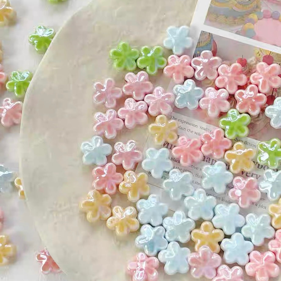 Colorful Ceramic Flower Beads