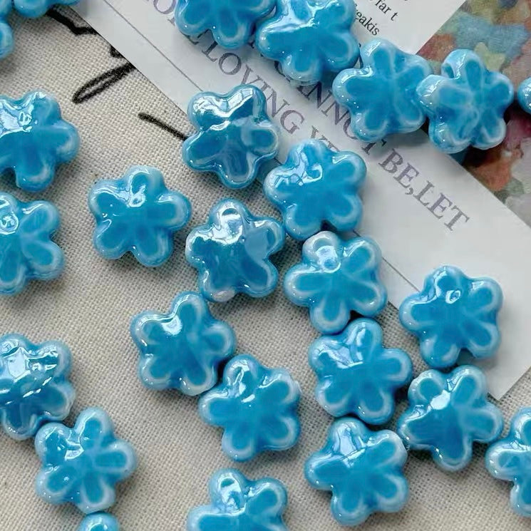 Colorful Ceramic Flower Beads