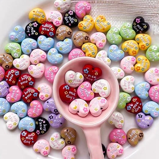 Love-themed Enameled Alloy Beads