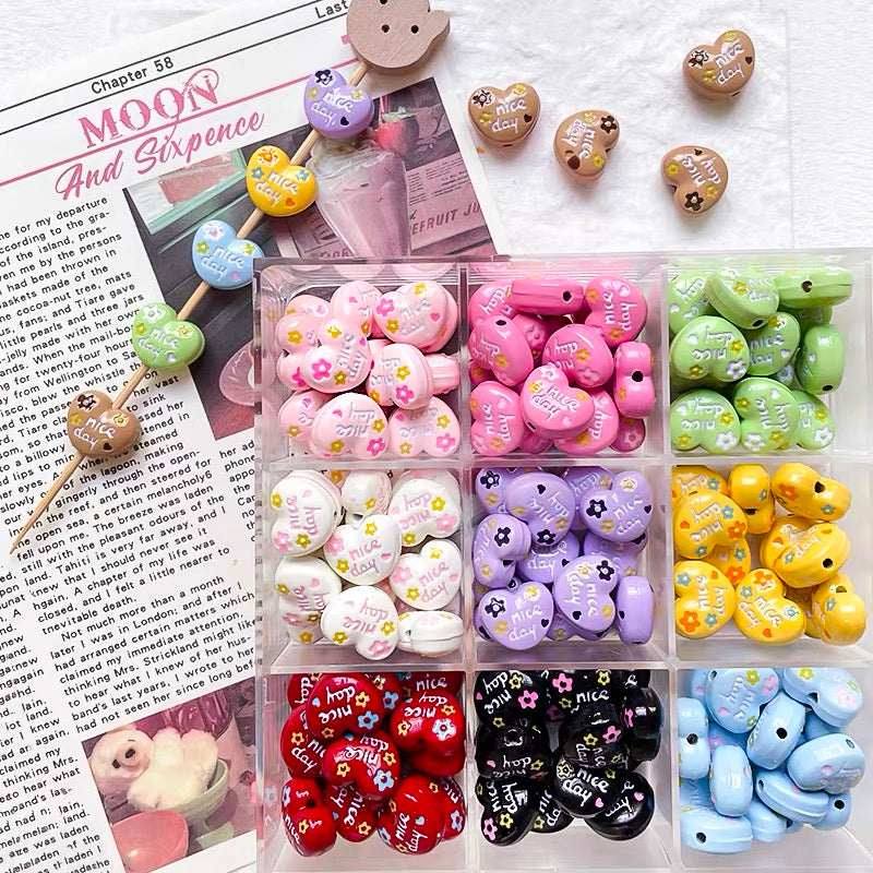 Love-themed Enameled Alloy Beads