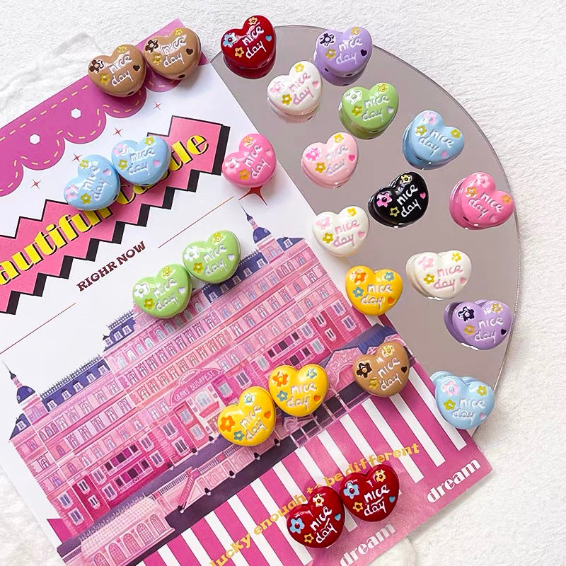 Love-themed Enameled Alloy Beads