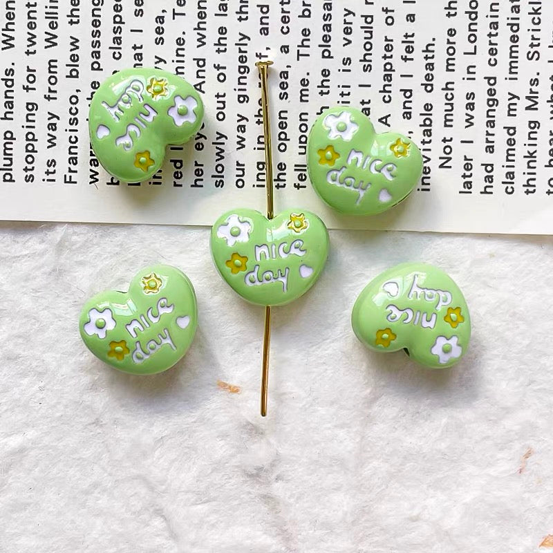Love-themed Enameled Alloy Beads