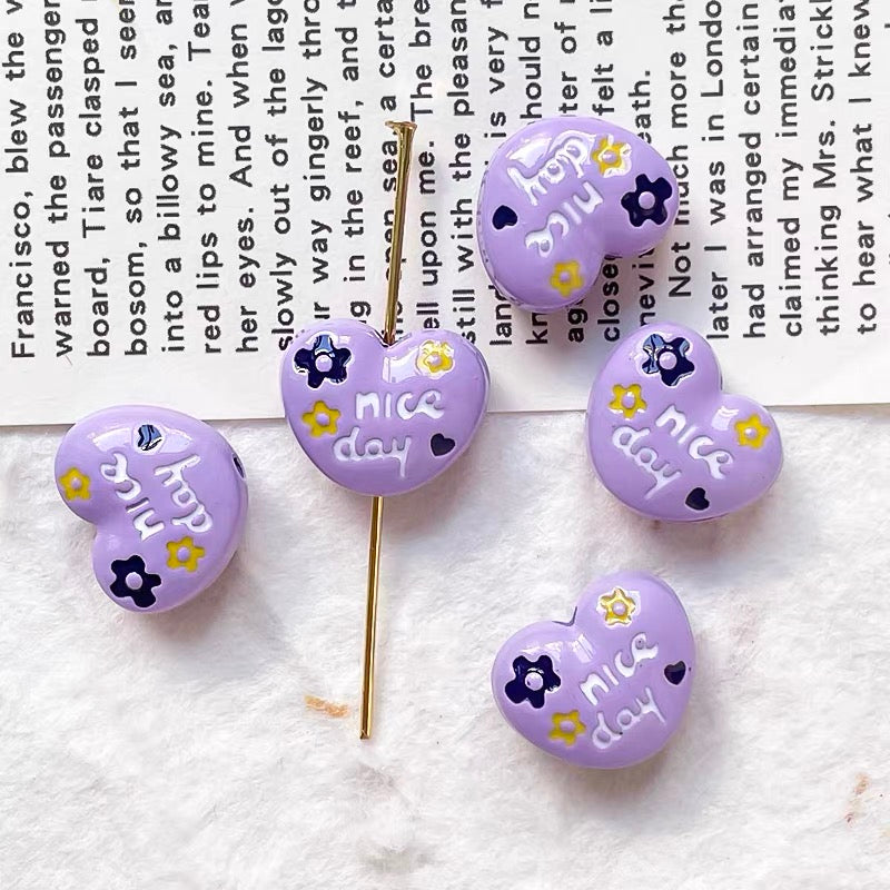 Love-themed Enameled Alloy Beads