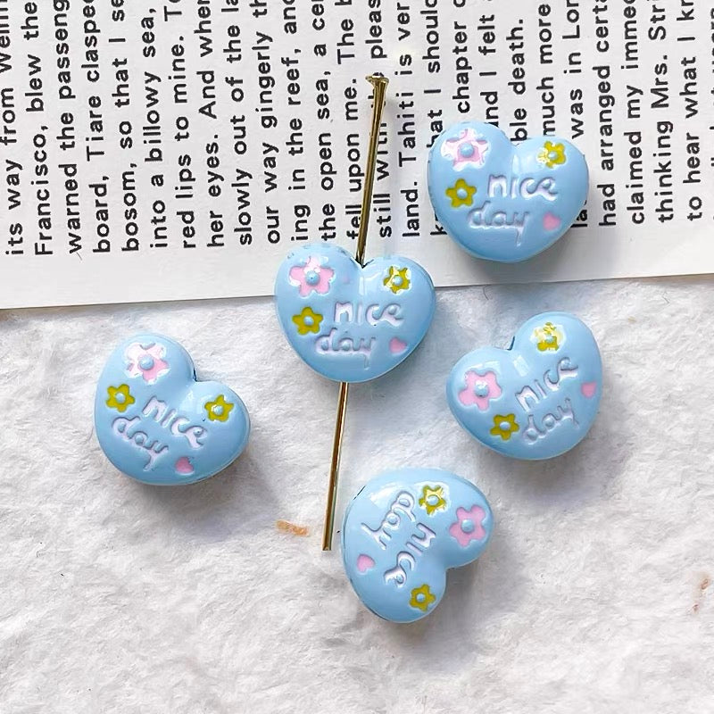 Love-themed Enameled Alloy Beads