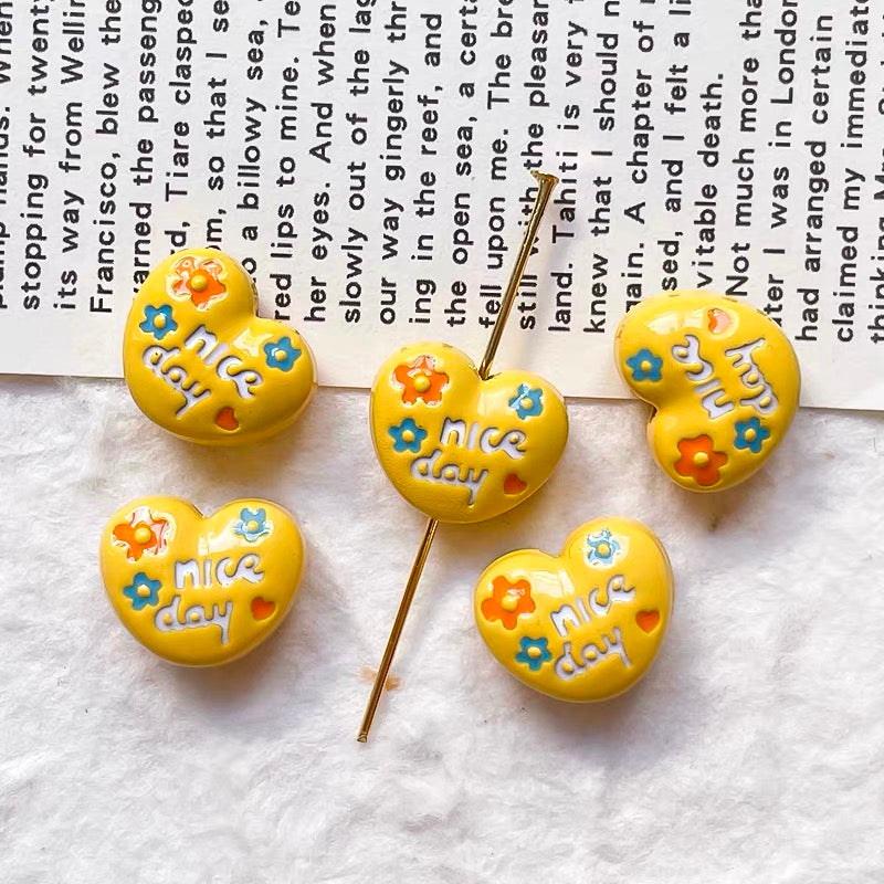 Love-themed Enameled Alloy Beads