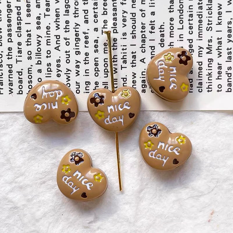 Love-themed Enameled Alloy Beads