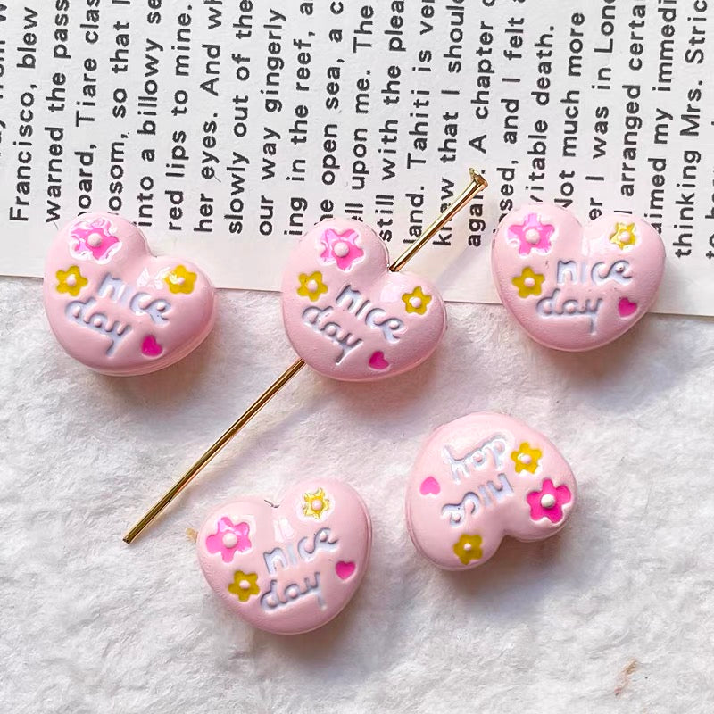 Love-themed Enameled Alloy Beads