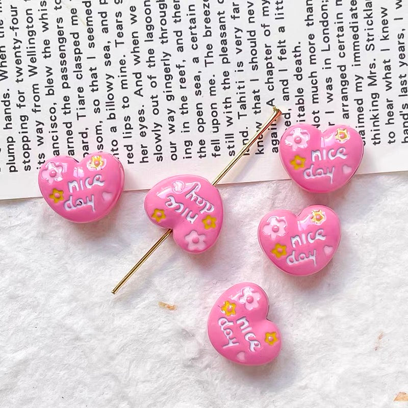Love-themed Enameled Alloy Beads