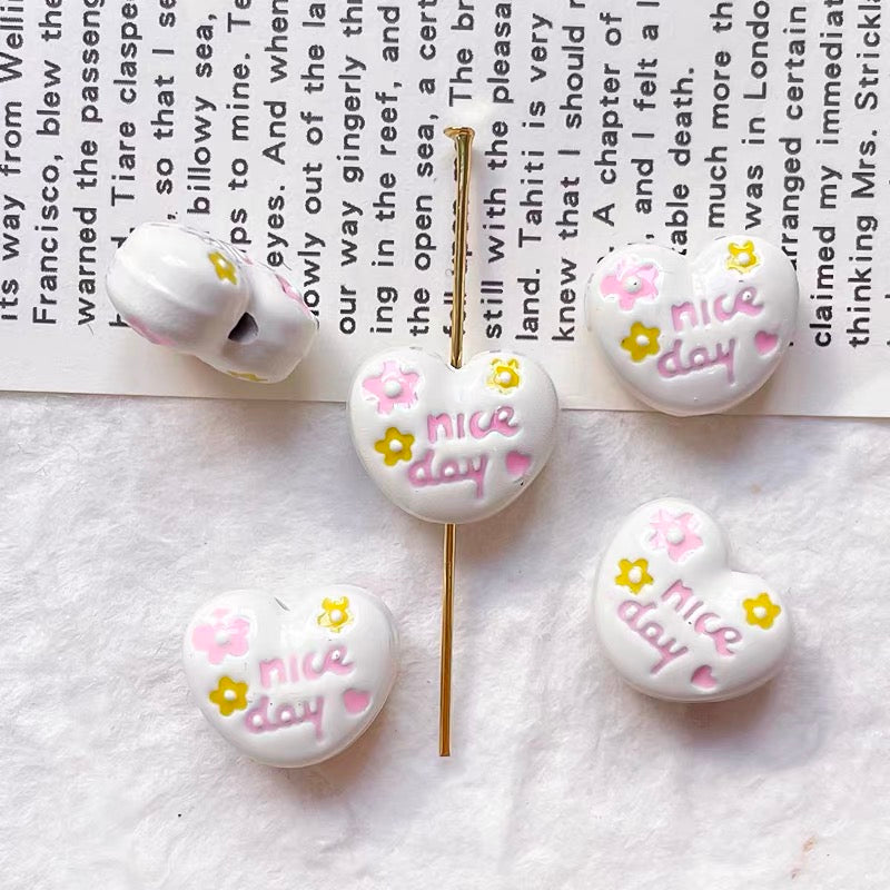 Love-themed Enameled Alloy Beads