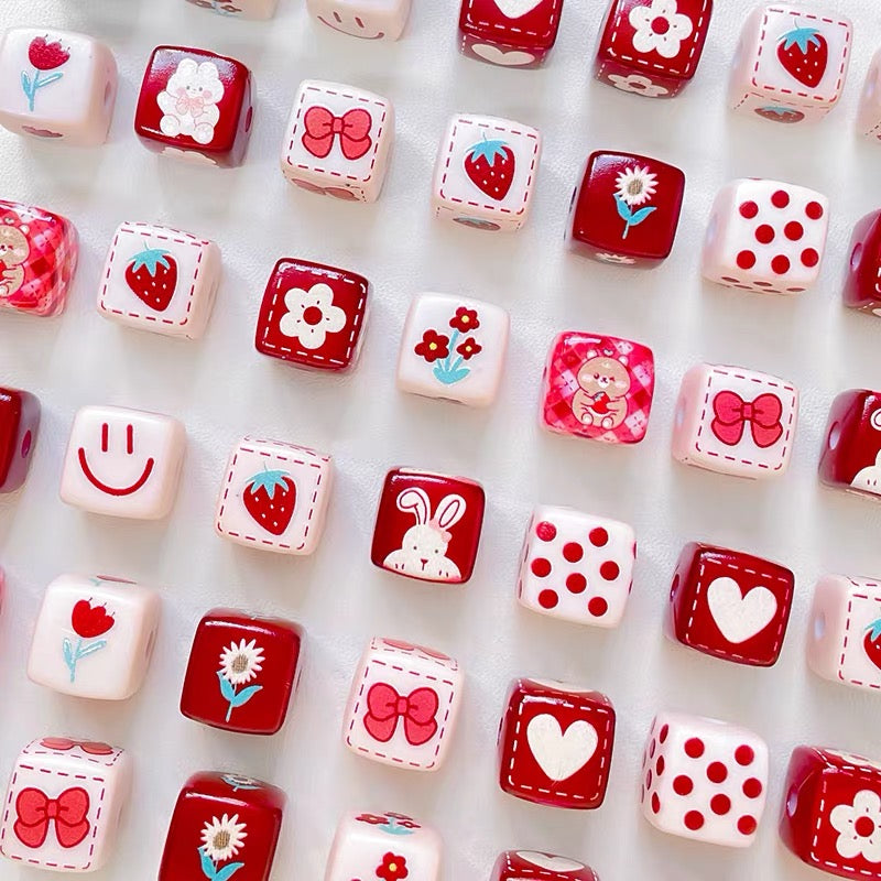 Cute Rabbit Acrylic Square Beads