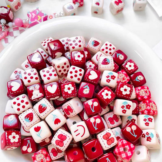 Cute Rabbit Acrylic Square Beads