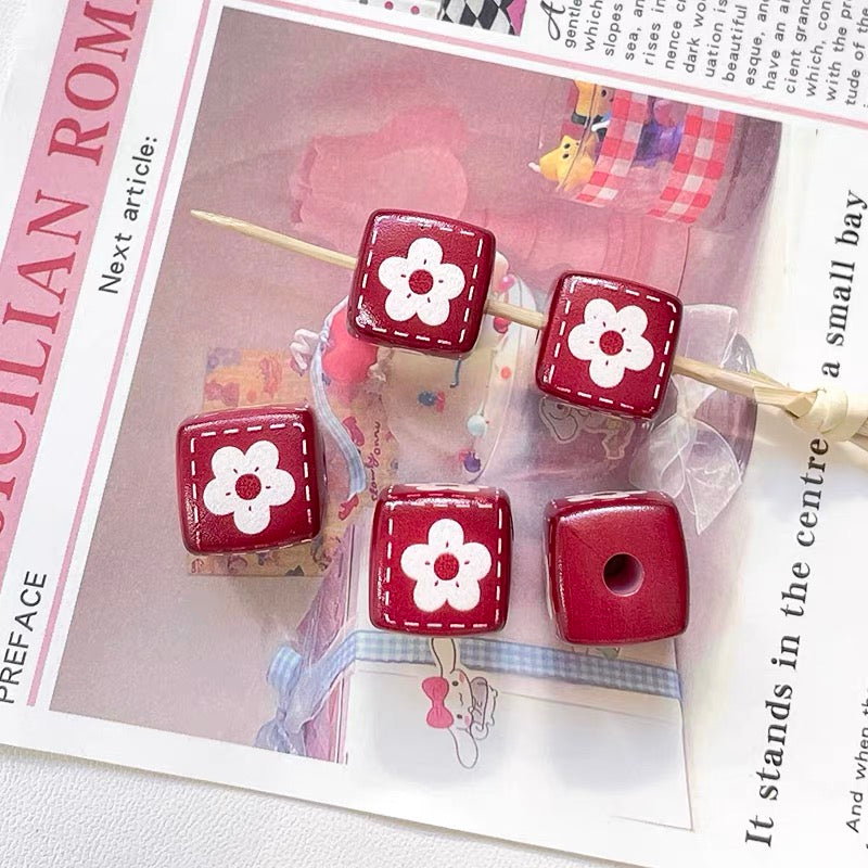 Cute Rabbit Acrylic Square Beads