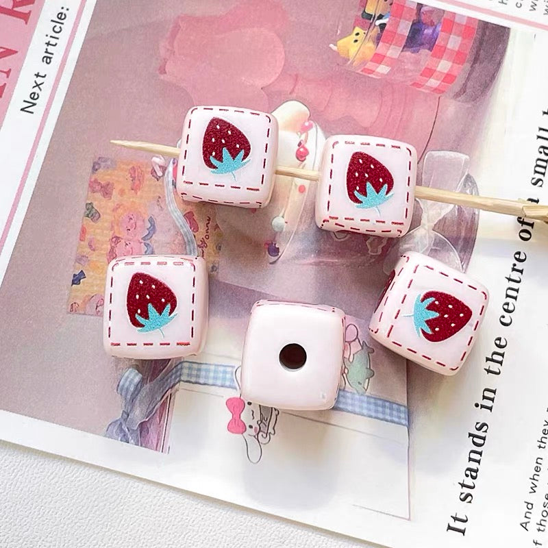 Cute Rabbit Acrylic Square Beads