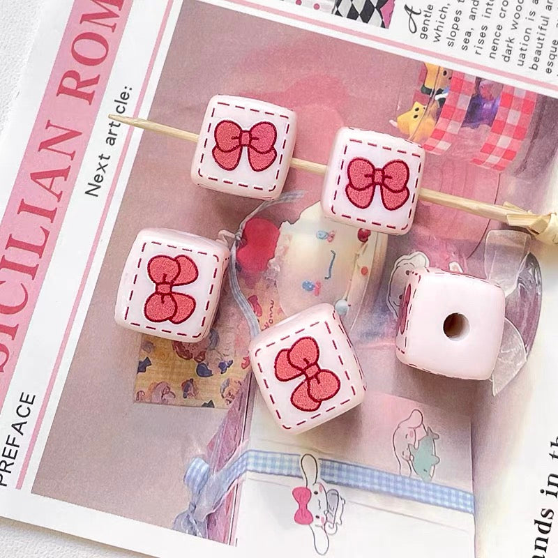 Cute Rabbit Acrylic Square Beads