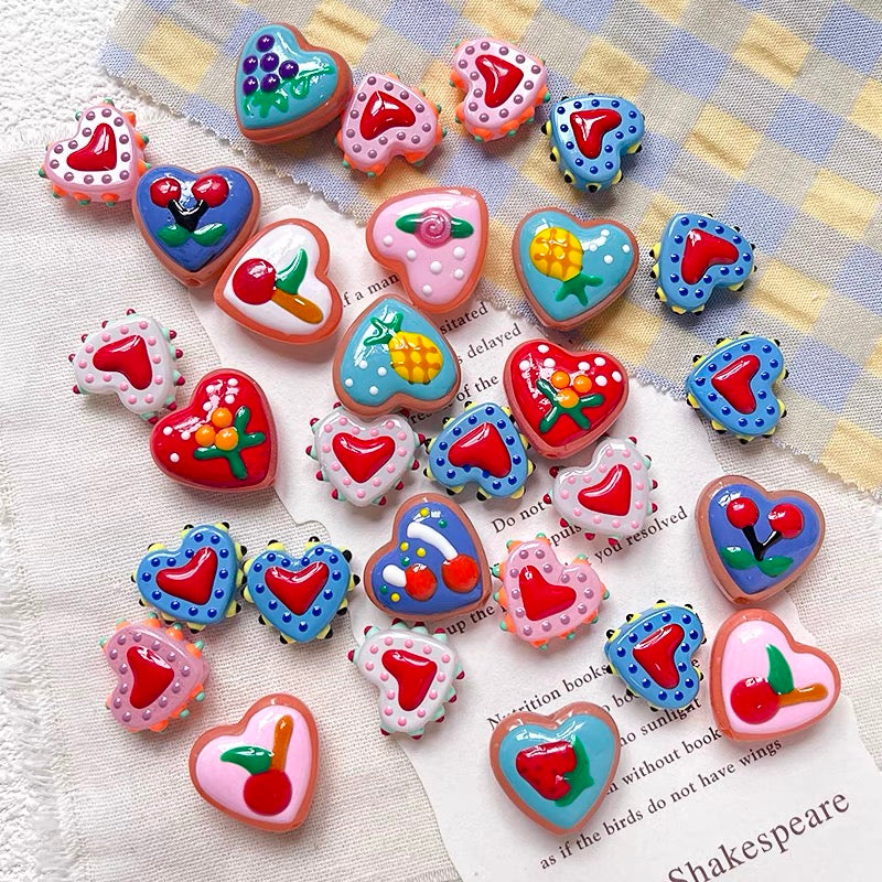 Love-themed Polka Dot Dopamine-color Glazed Beads