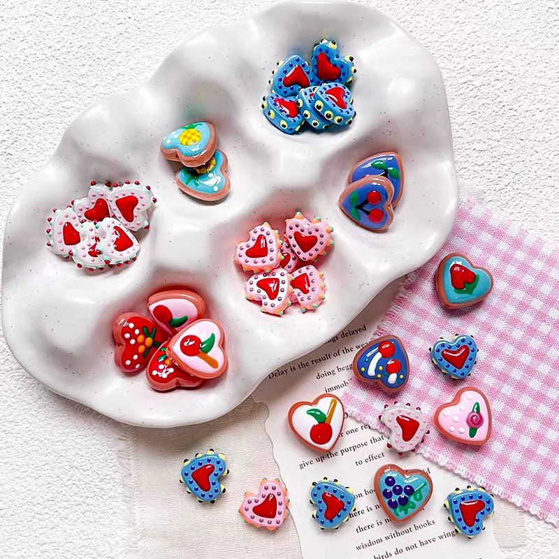 Love-themed Polka Dot Dopamine-color Glazed Beads