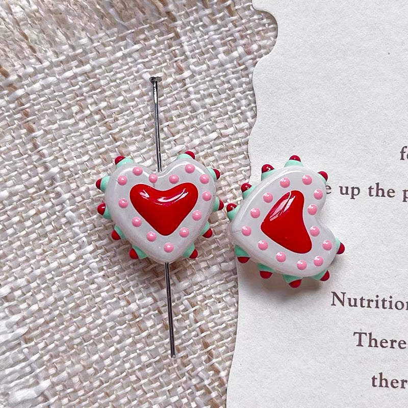 Love-themed Polka Dot Dopamine-color Glazed Beads
