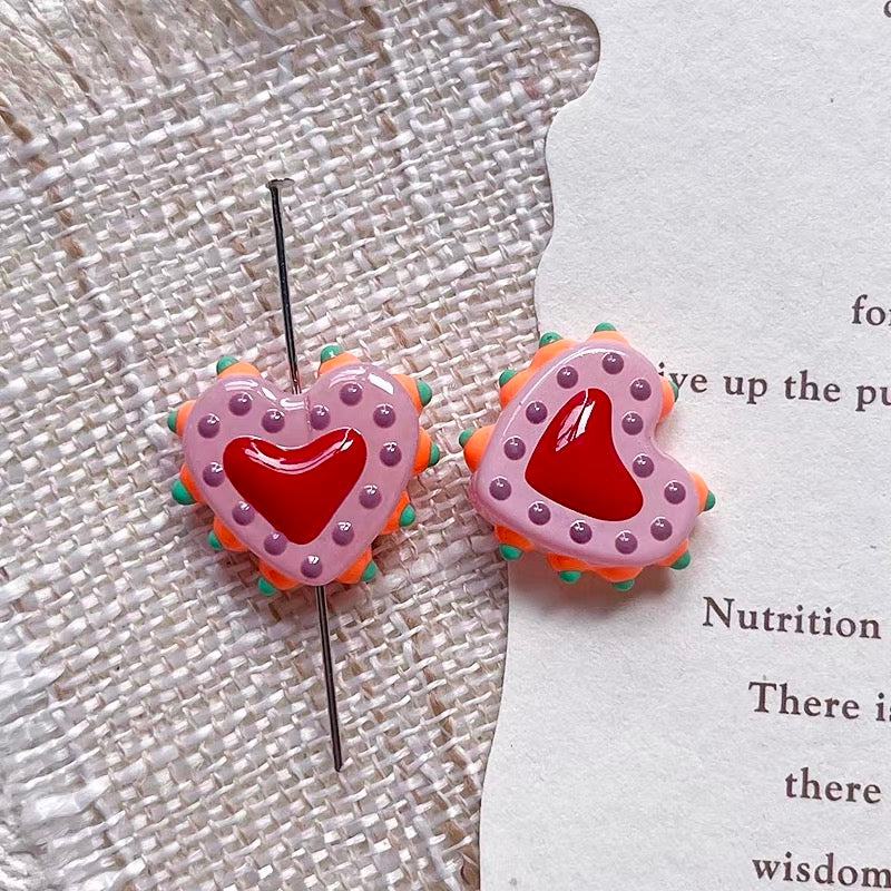 Love-themed Polka Dot Dopamine-color Glazed Beads