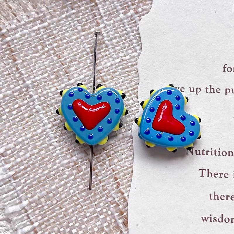 Love-themed Polka Dot Dopamine-color Glazed Beads