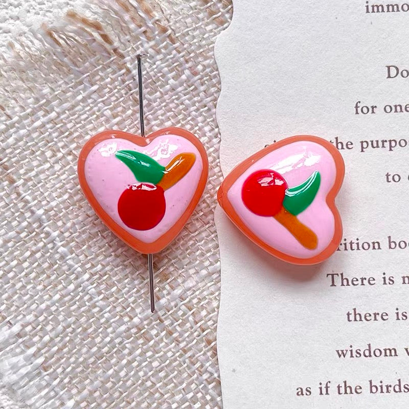 Love-themed Polka Dot Dopamine-color Glazed Beads