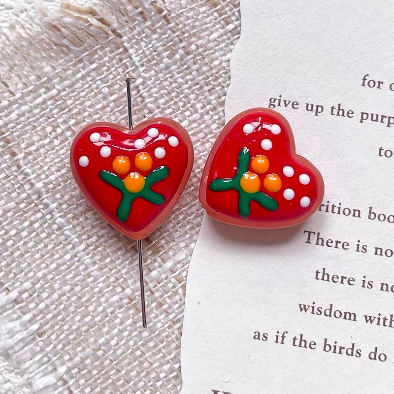 Love-themed Polka Dot Dopamine-color Glazed Beads