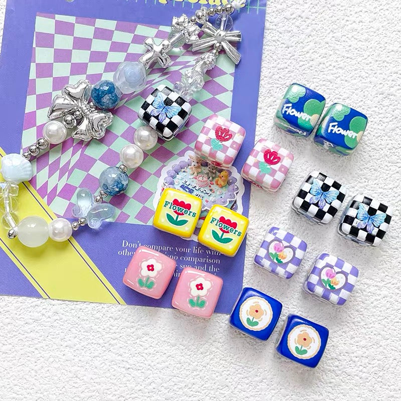 Flower Hand-Painted Acrylic Beads