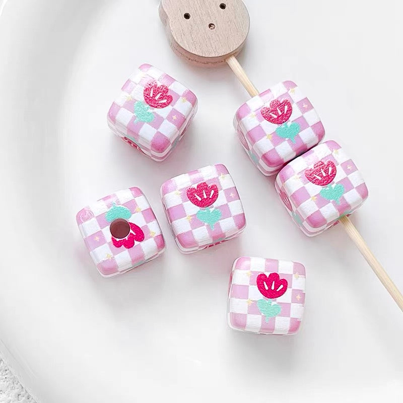 Flower Hand-Painted Acrylic Beads