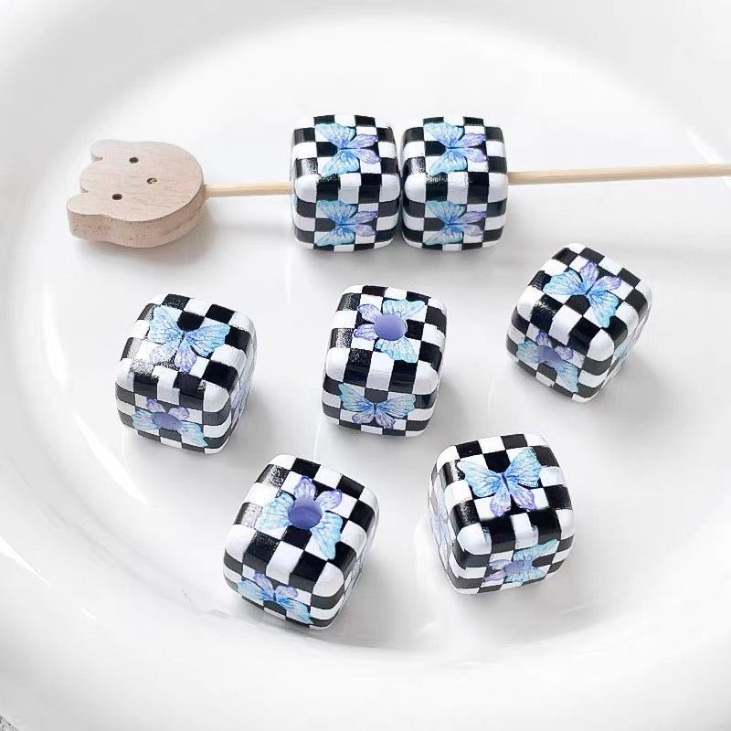 Flower Hand-Painted Acrylic Beads