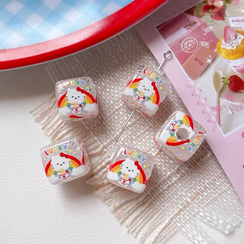 Flower Handbags & HK Rainbow Acrylic Cube Beads