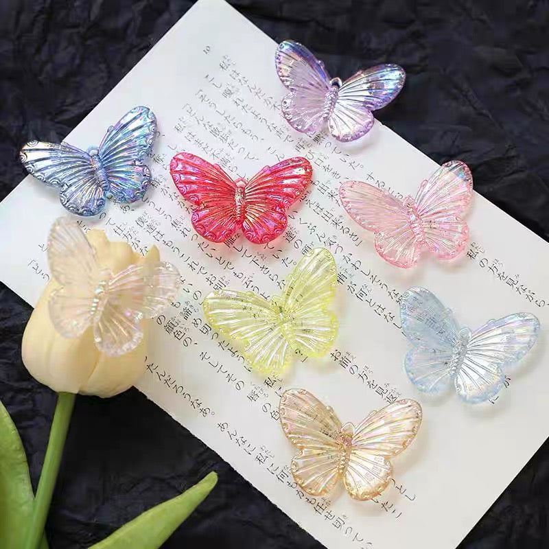 Iridescent Large Butterfly Acrylic Beads
