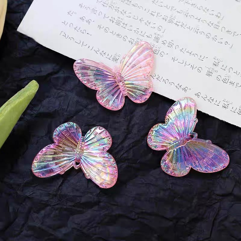 Iridescent Large Butterfly Acrylic Beads