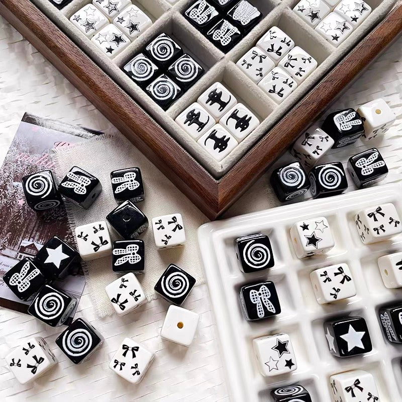 Black and White Series Acrylic Cube Beads