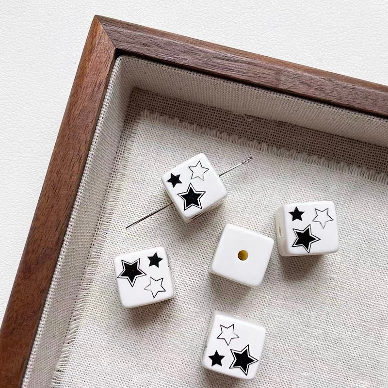 Black and White Series Acrylic Cube Beads