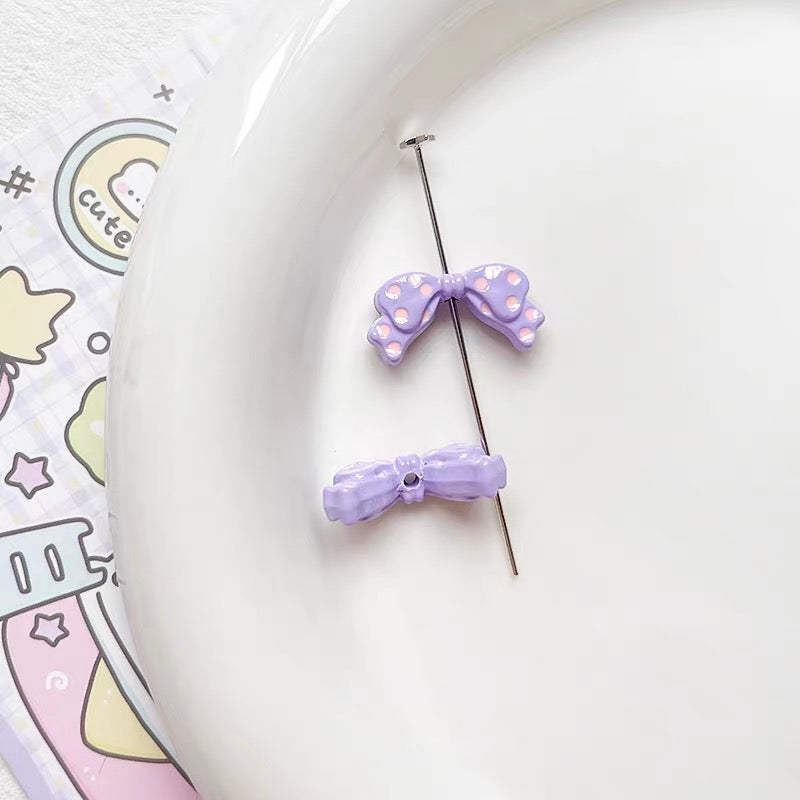 Polka Dot Bowknot Alloy Enameled 3D Beads