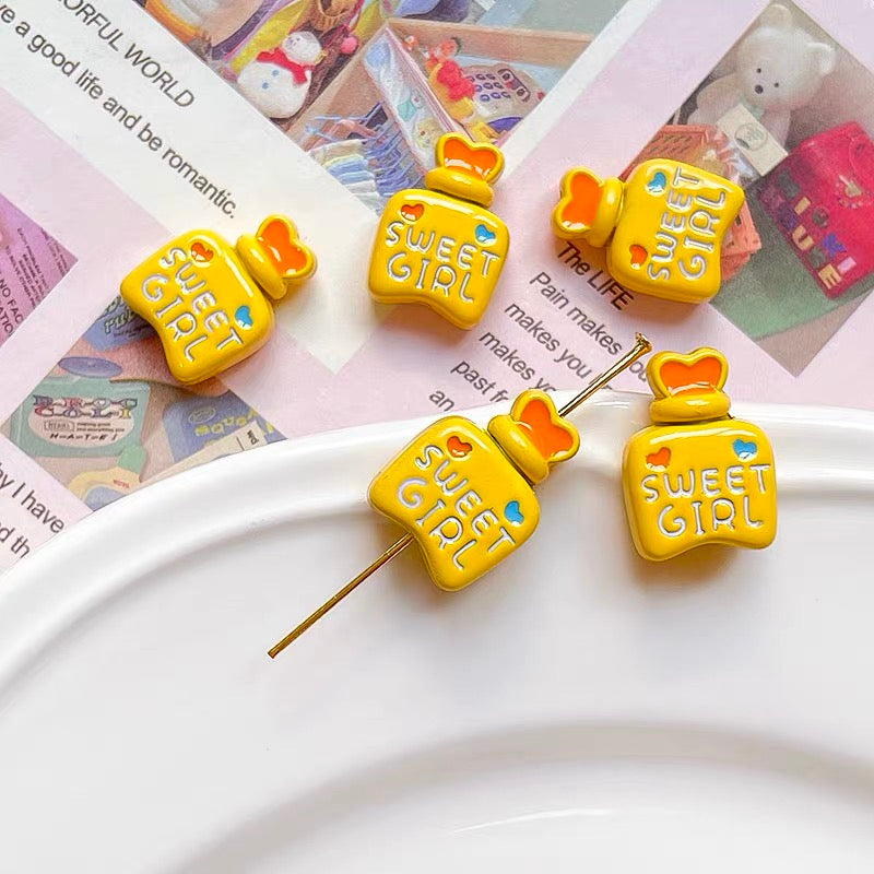 Perfume Bottle Enameled Alloy Beads