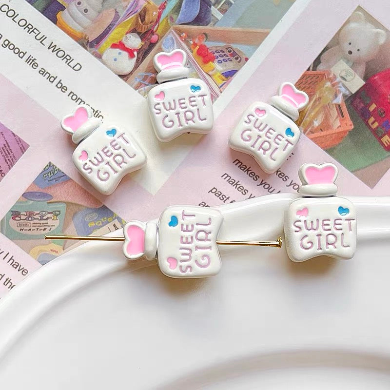 Perfume Bottle Enameled Alloy Beads