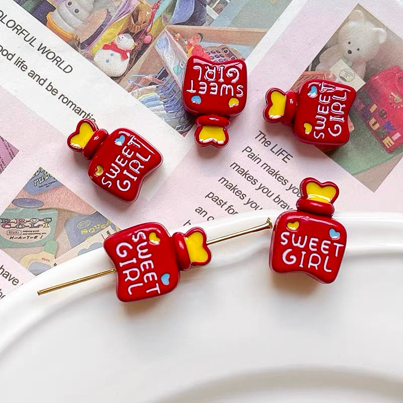Perfume Bottle Enameled Alloy Beads