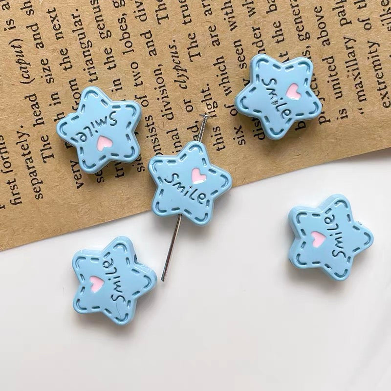 Colorful Smile Star Alloy Enameled Beads