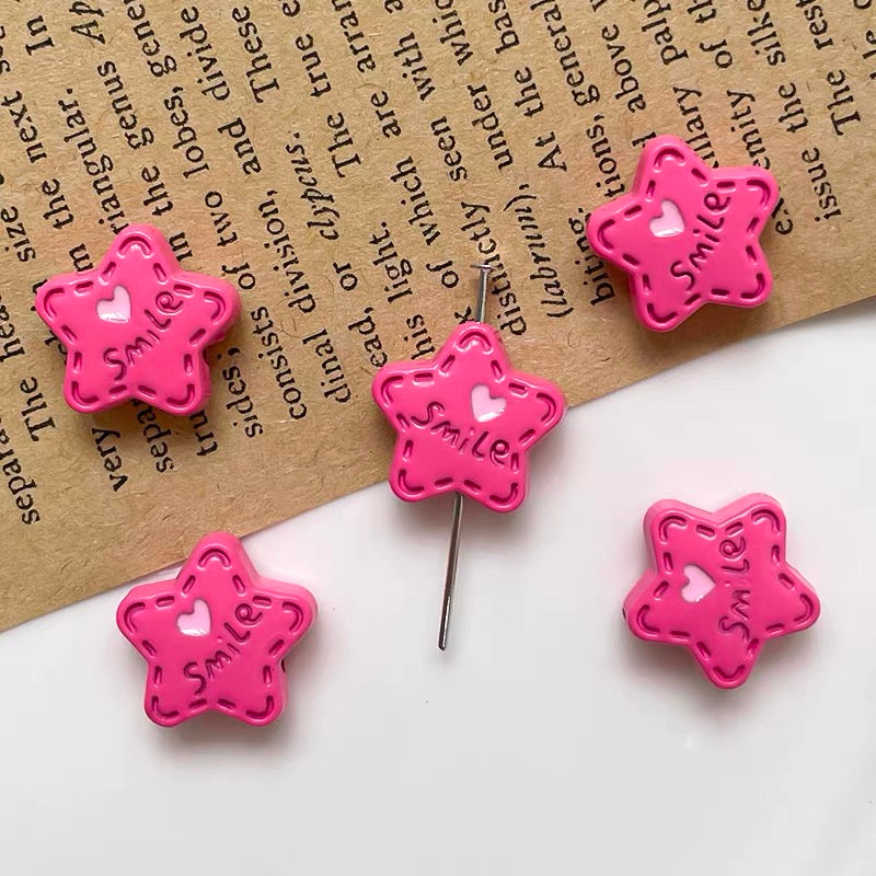 Colorful Smile Star Alloy Enameled Beads