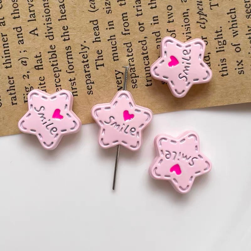 Colorful Smile Star Alloy Enameled Beads