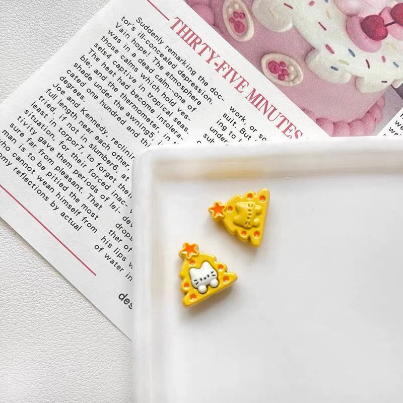 Christmas Tree & Cat Alloy Enameled Beads