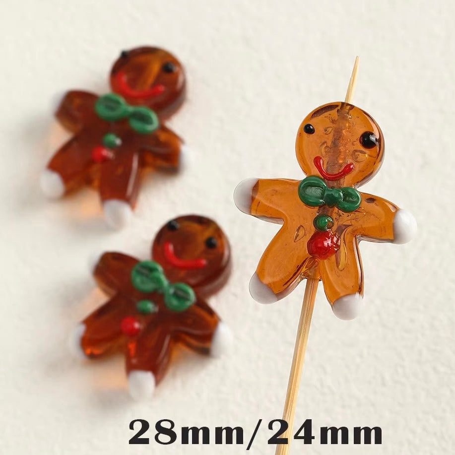 Christmas Series Hand-painted Colored Glaze Beads